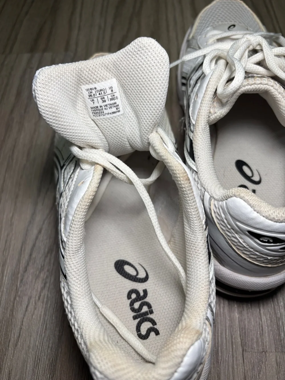 Asics White and Black Mesh Athletic Sneakers - Picture 5 of 7